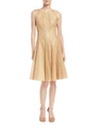 Sleeveless Star-embroidered Fit-and-flare Cocktail Dress