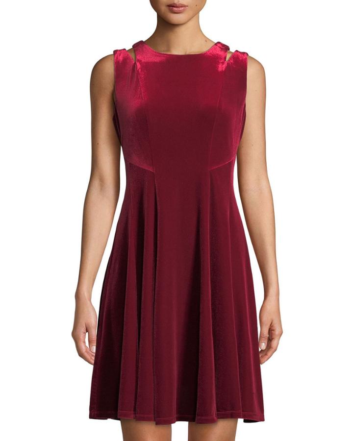 Cutout Velvet A-line Dress