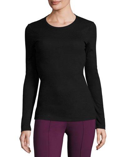 Lace-back Long-sleeve Tee, Black