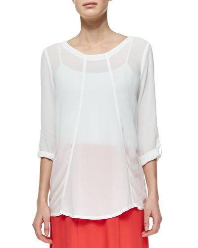 Tabitha Tabbed-sleeve Georgette Top