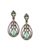 Diamond & Emerald Pear Earrings