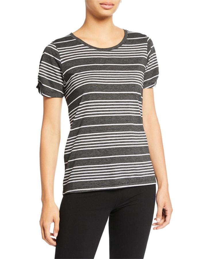 Striped Twist-sleeve T-shirt