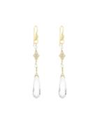 18k Long Lacey Diamond, Pearl & White Topaz Charms For Earrings