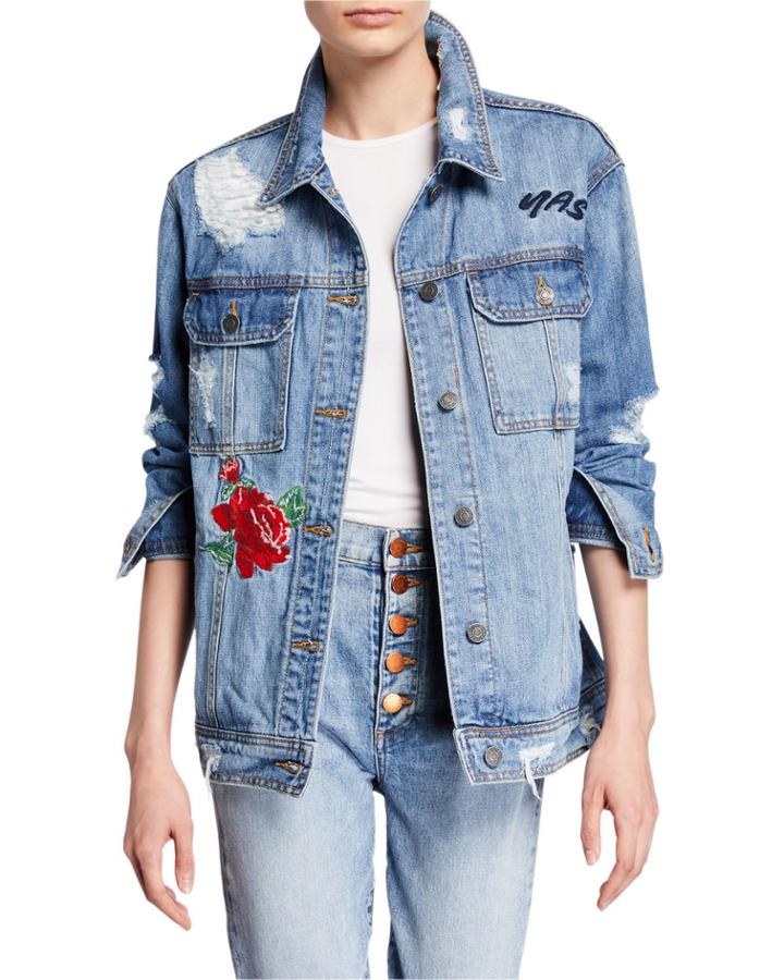 Nobody Asked You Deconstructed Embroidered Denim Jacket