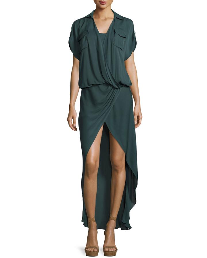 From The Ashes Silk Faux-wrap Dress