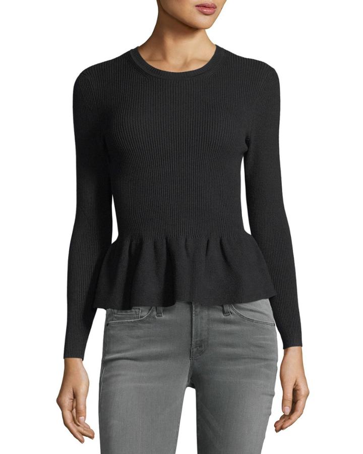 Kenn Crewneck Ribbed Peplum