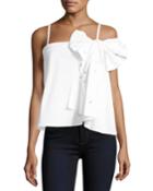 Embellished-bow Poplin Top