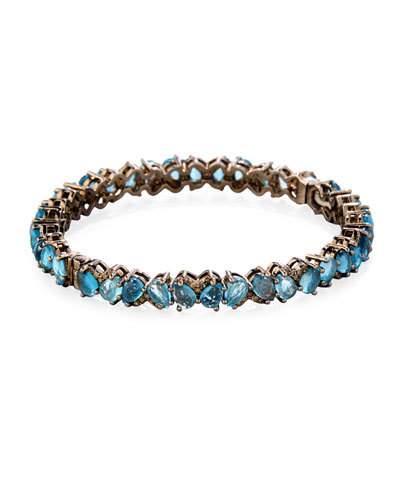 Slim London Blue Topaz & Diamond Bangle Bracelet