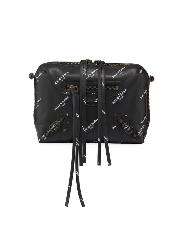 Mini Logo Jacquard Leather Crossbody Bag
