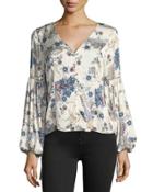 Tie-sleeve Floral-print Blouse