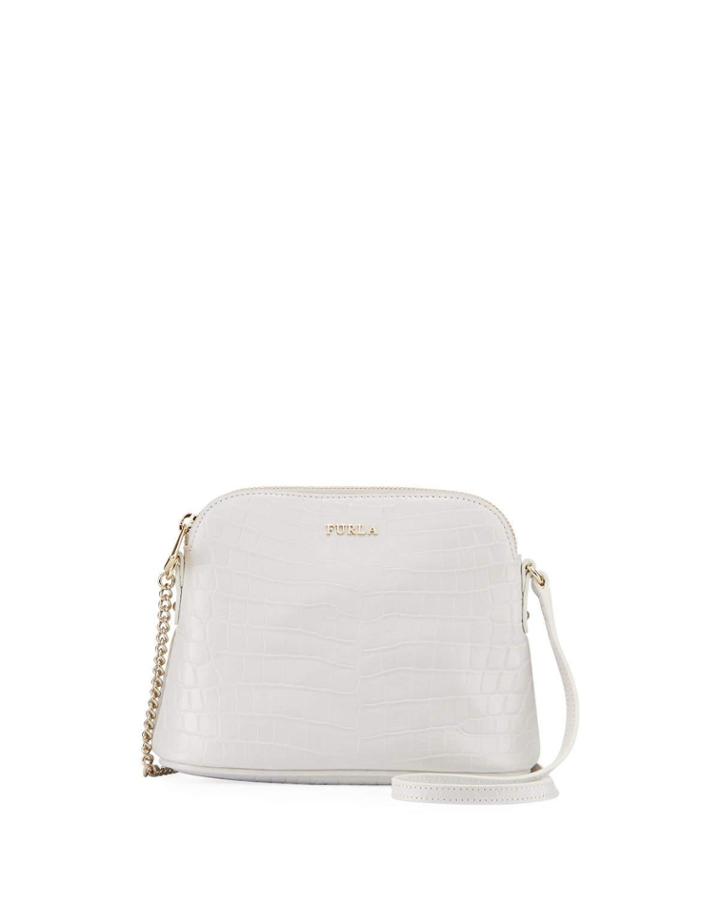 Miky Croc-embossed Leather Crossbody Bag