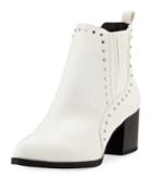 Jenna Faux-leather Booties, White