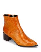 Croc-print Pointed Toe Booties