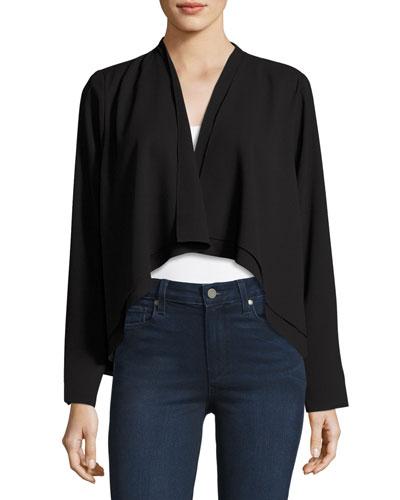 Crepe Flyaway Jacket, Black