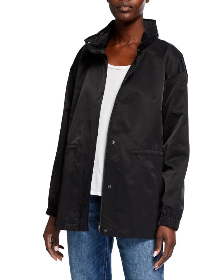 Stand Collar Marble Satin Jacquard Jacket
