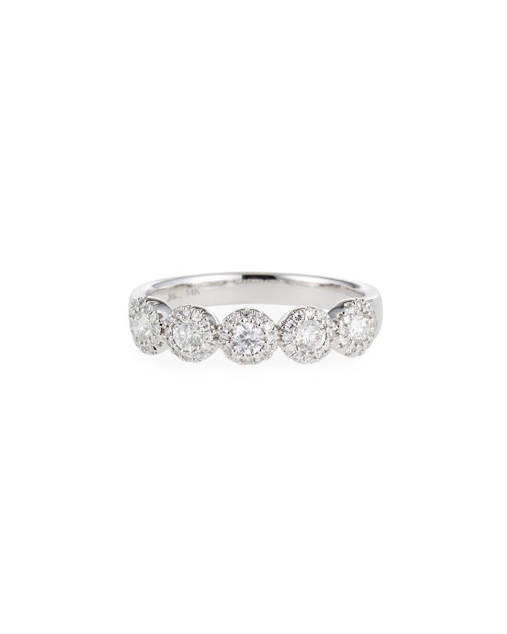14k White Gold Halfway Diamond Halo Ring