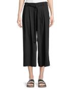 Belted-waist Cropped Palazzo Pants