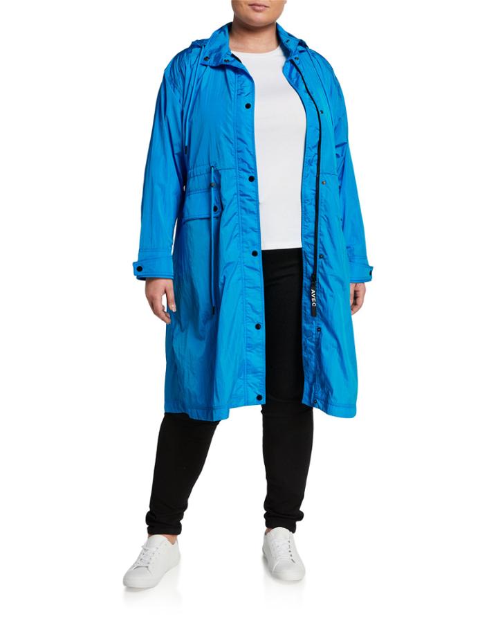 Plus Size Oversized Water-resistant Hooded Anorak