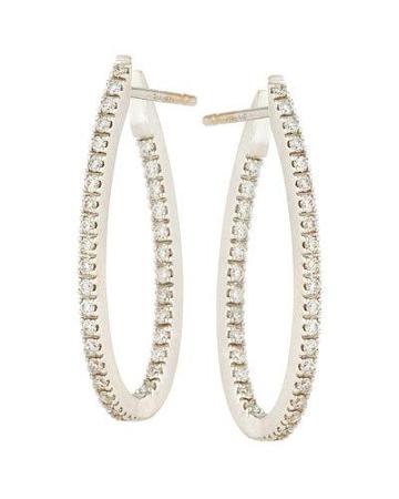 18k White Gold Twisted Diamond Hoop Earrings,