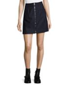 Suraya Flannel Zip-front Miniskirt, Navy