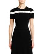 Short-sleeve Striped-yoke Crop
