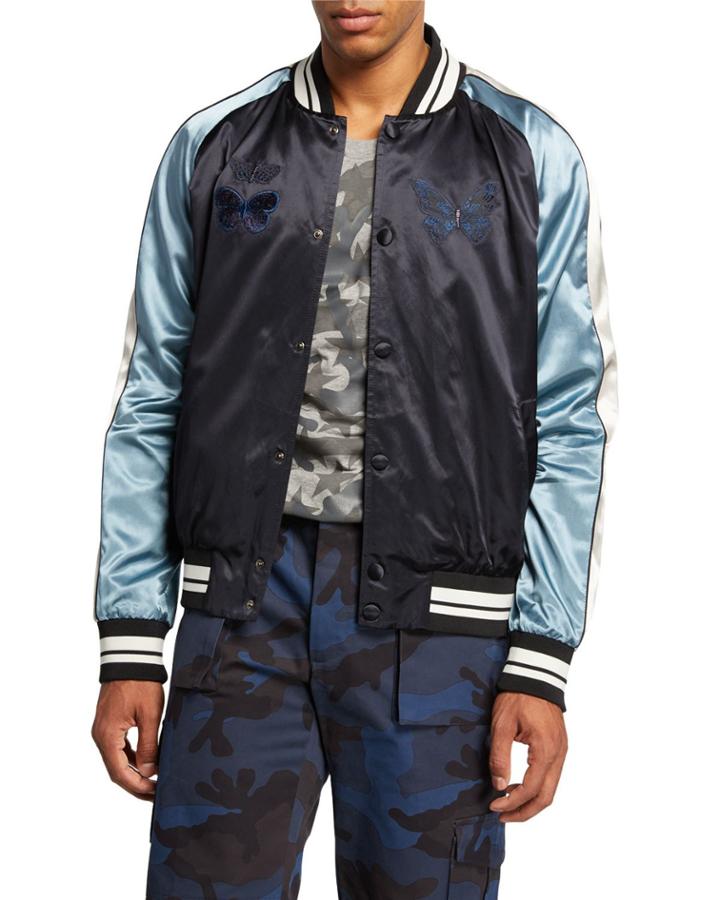 Men's Butterfly Applique Bomber Jacket