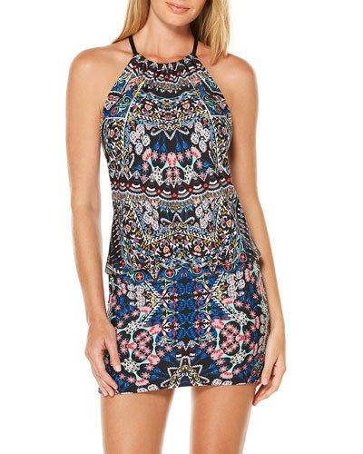 Graphic-print Halter Coverup Dress