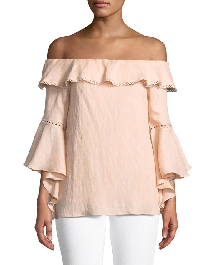 3/4-sleeve Off-the-shoulder Blouse