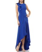 High-low Crepe Ruffle Gown