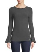 Ribbed Bell-sleeve Top