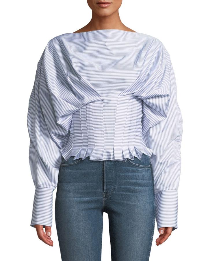 Minimalist Striped Long-sleeve Blouse