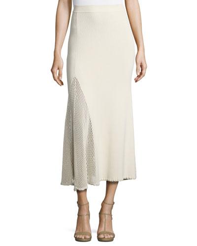Ribbed Mesh-inset Midi
