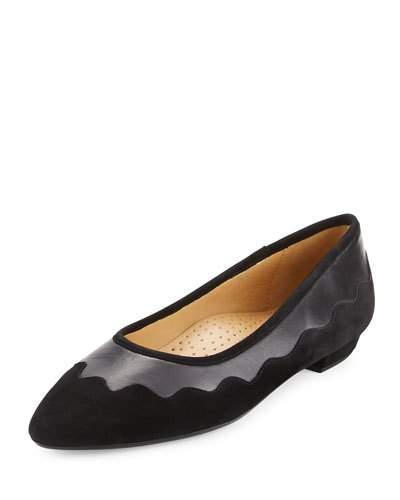 Gowyn Suede Scalloped Flat, Black
