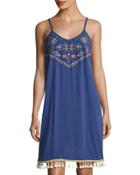 Braided Shoulder Embroidered Tank Dress