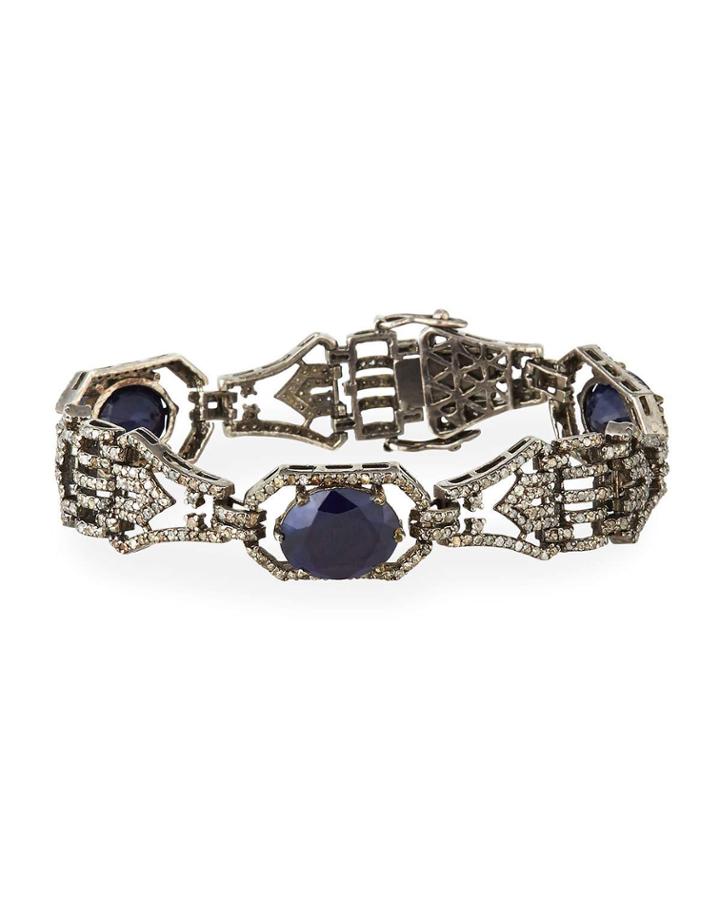 Diamond Pave & 3-sapphire Bracelet
