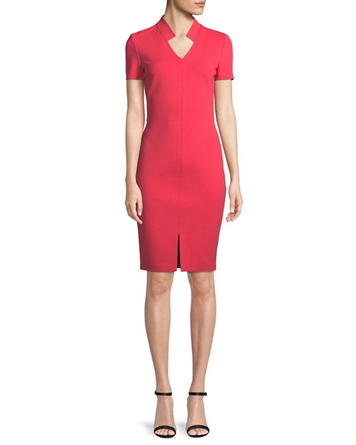 Short-sleeve Luxe Sculptural Knit Dress