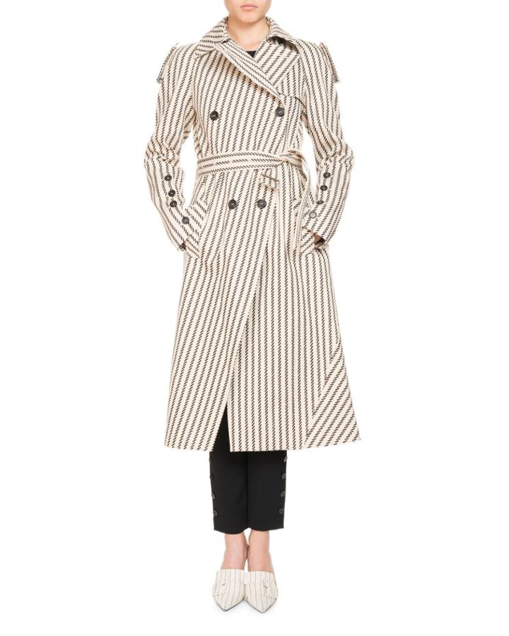 Striped Cotton Trench Coat