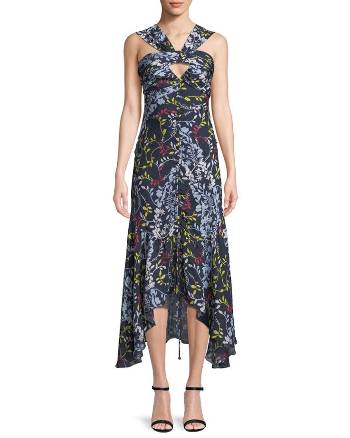 Sancia Ruched Vine-print