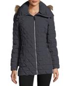 Faux-fur Trimmed Quilted Puffer Jacket