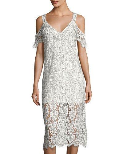 Heartbreaker Lace Cold-shoulder Dress, Ivory