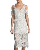 Heartbreaker Lace Cold-shoulder Dress, Ivory