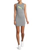 Zip-back Mini Jersey Tank Dress