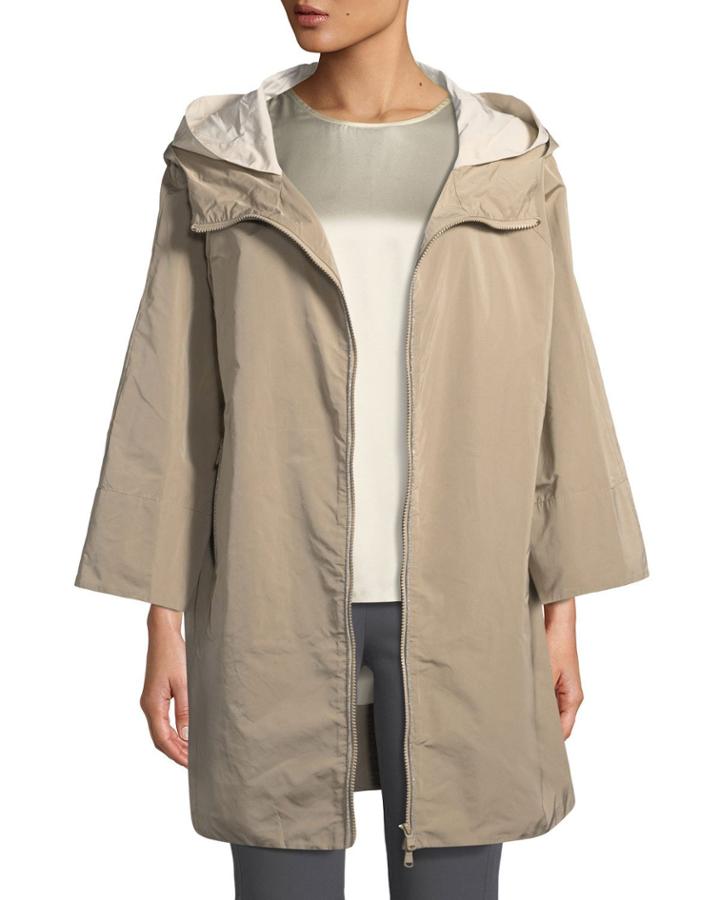 Taffeta Zip-front Trench Coat