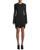 Long-sleeve Split-cuff Merino Wool Dress