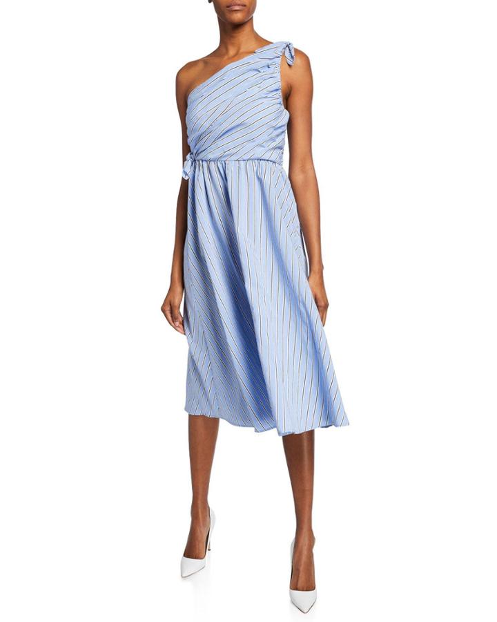 Cabrera Striped One-shoulder Dress