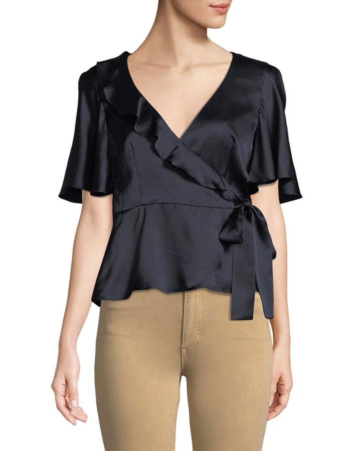 Harlow Silk Peplum Wrap Top