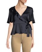 Harlow Silk Peplum Wrap Top