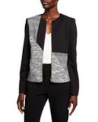 Mixed-media Zip-front Blazer