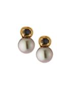 Agate & Tahitian Pearl Drop Earrings