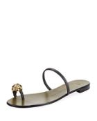 Lion Head Leather Flat